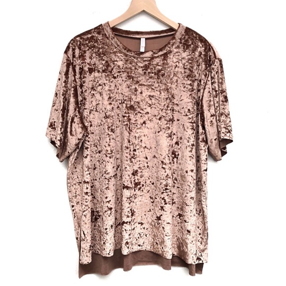 Xhilaration Rose Gold Crushed Velvet Top Size: L - Picture 2 of 7